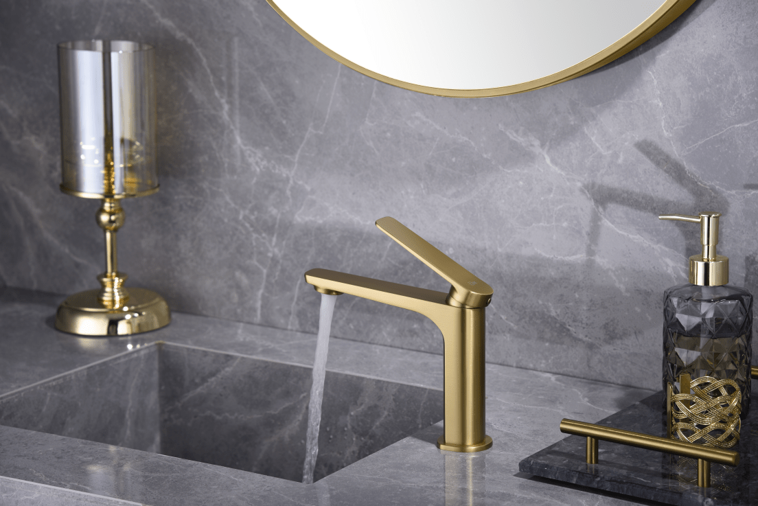 Imex - Monomando lavabo Nápoles oro cepillado - BricoandPool