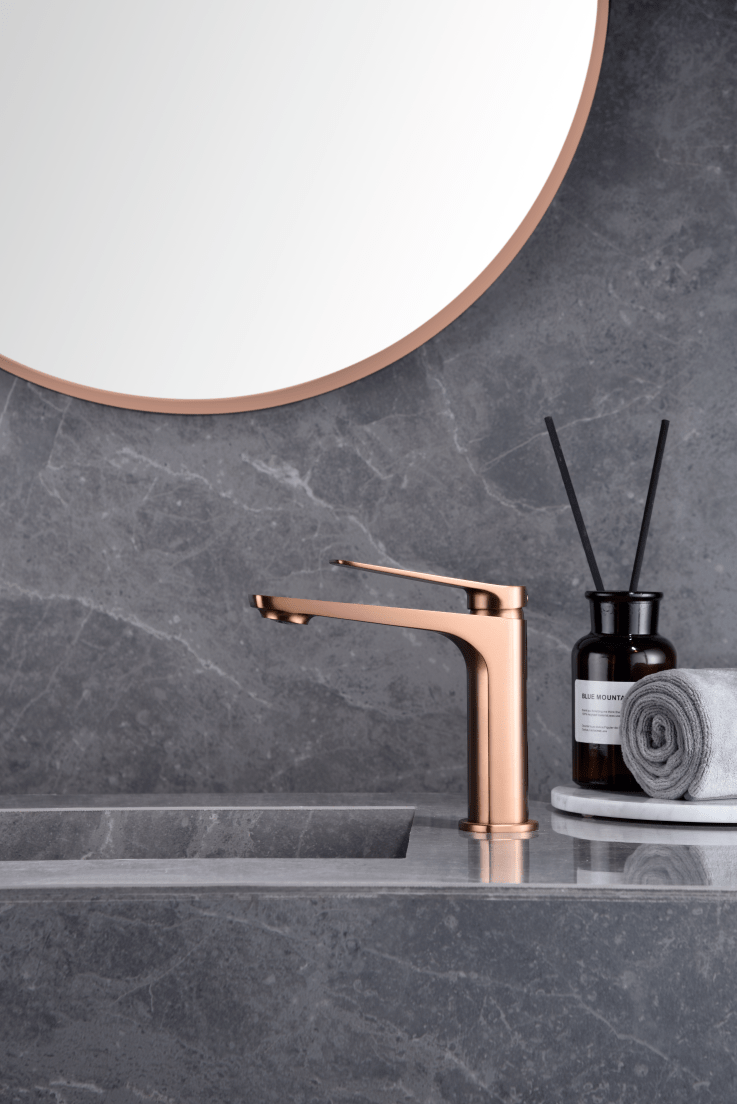 Imex - Monomando lavabo Nápoles oro rosa cepillado - BricoandPool