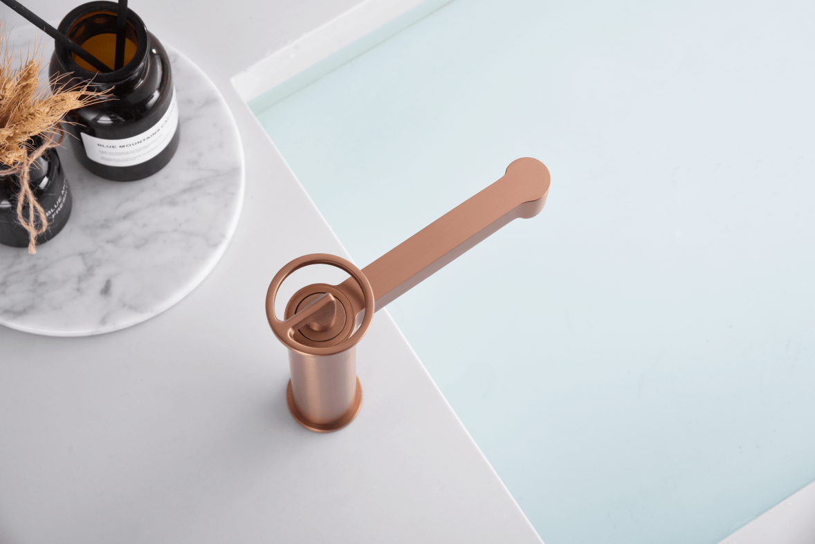 Imex - Monomando lavabo Olimpo oro rosa cepillado - BricoandPool