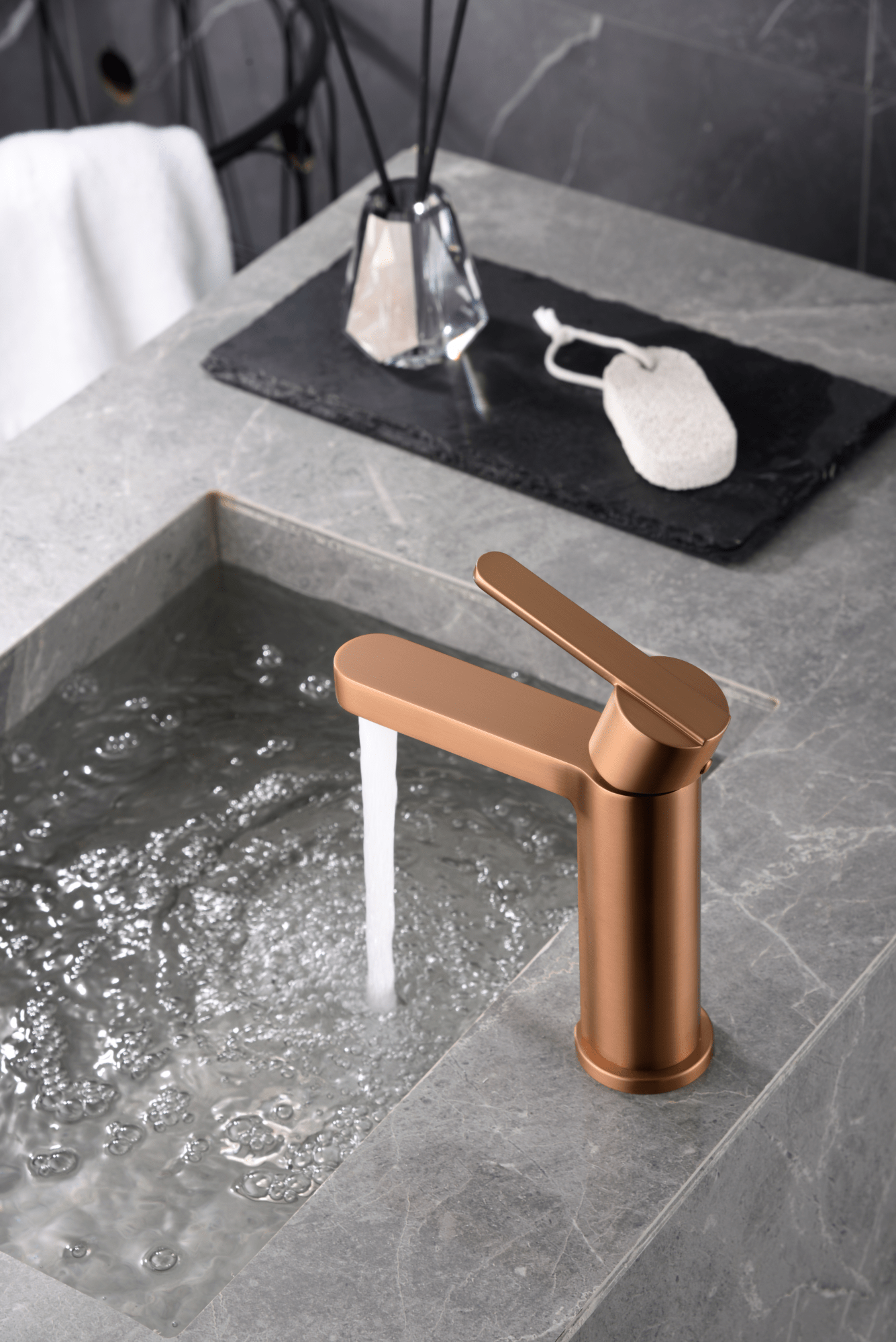 Imex - Monomando lavabo Roma oro rosa cepillado - BricoandPool