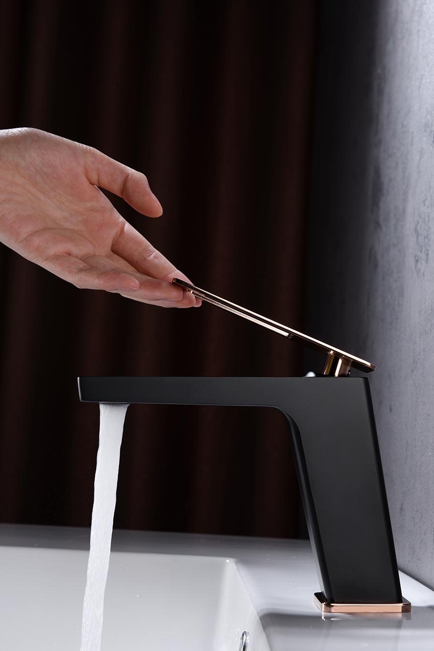 Imex - Monomando lavabo Suecia negro oro rosa - BricoandPool