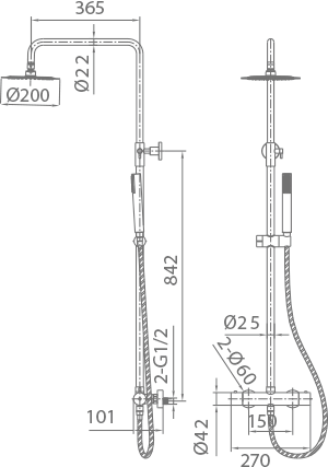Imex – Nápoles columna de ducha termostático oro cepillado - BricoandPool