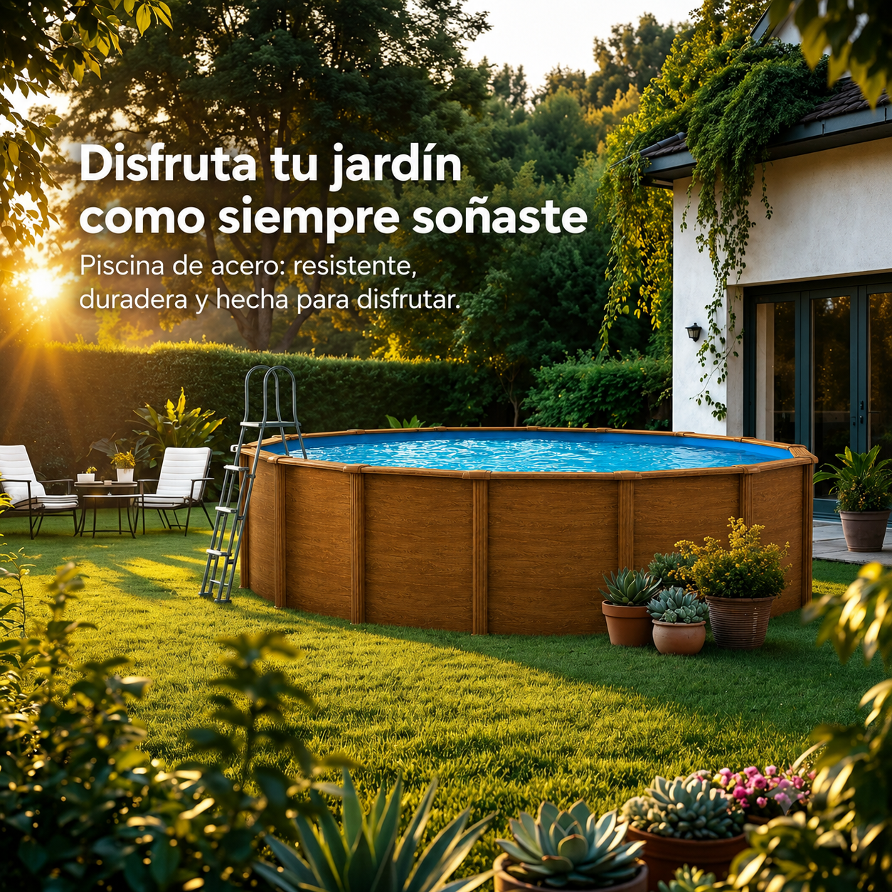 Piscine Surélevée Gre Wet Circulaire Imitation Bois