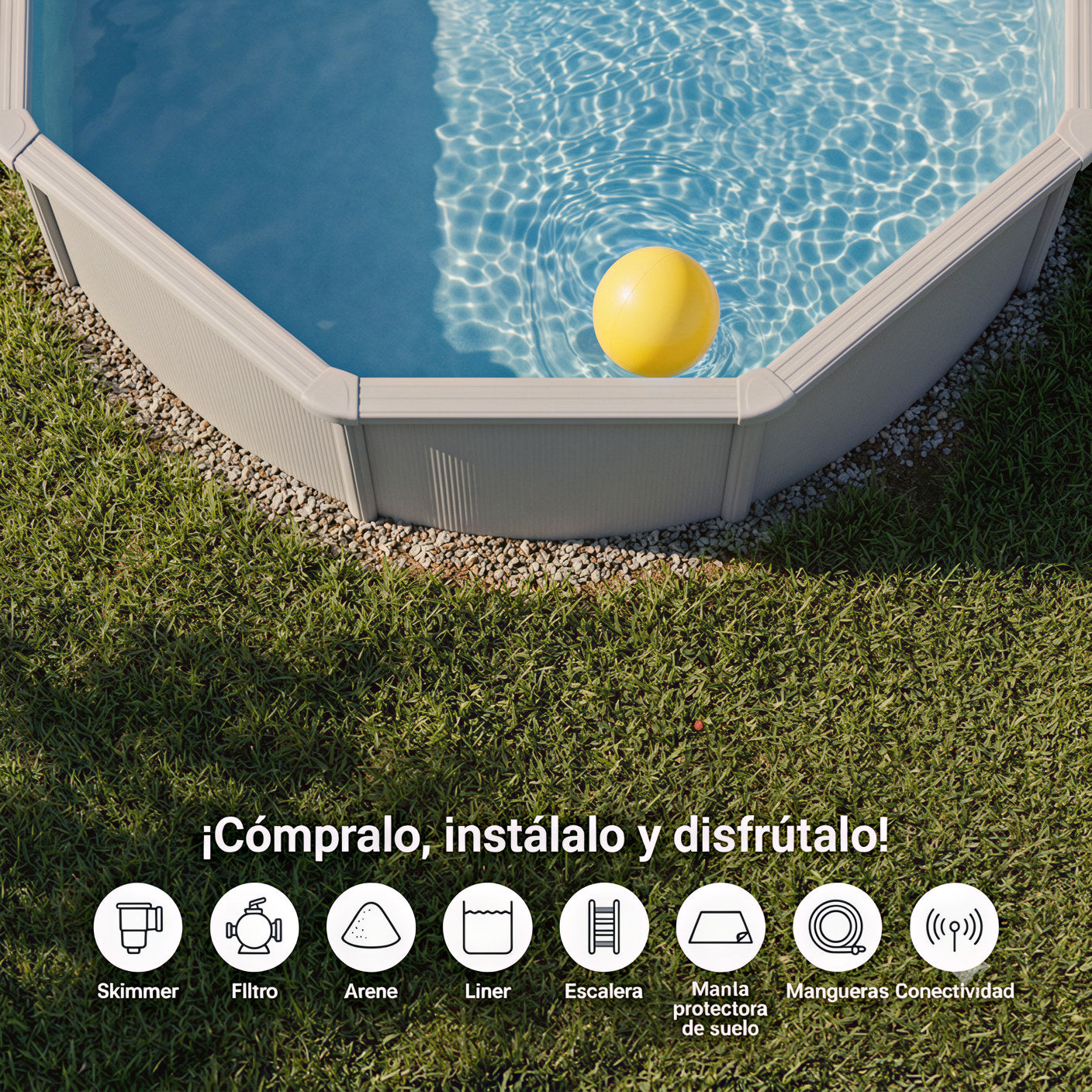 Piscina fuori terra Gre Wet circolare lamiera bianca depuratore