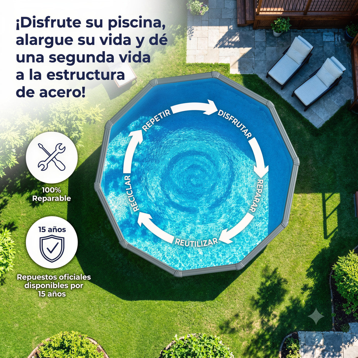 Piscina fuori terra Gre Wet circolare lamiera bianca depuratore