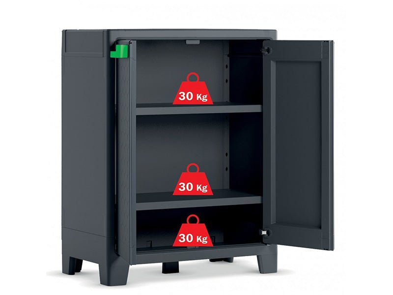 Keter - Armario de jardín bajo Moby gris oscuro/verde - BricoandPool