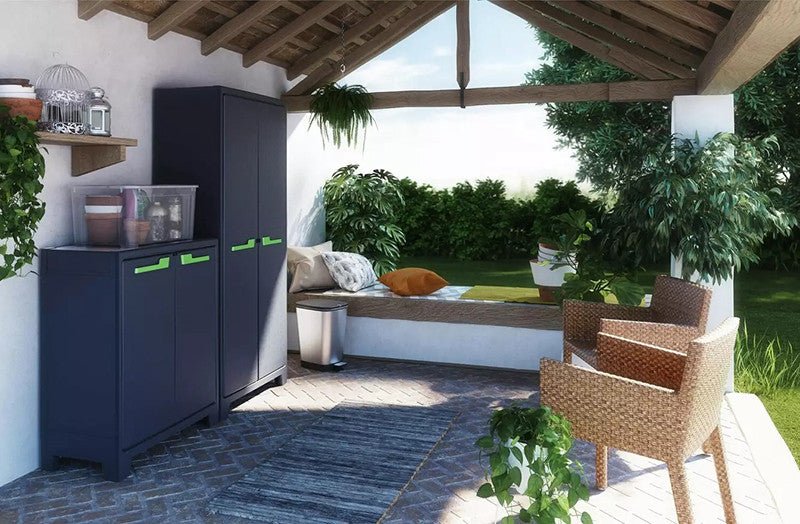 Keter - Armario de jardín bajo Moby gris oscuro/verde - BricoandPool