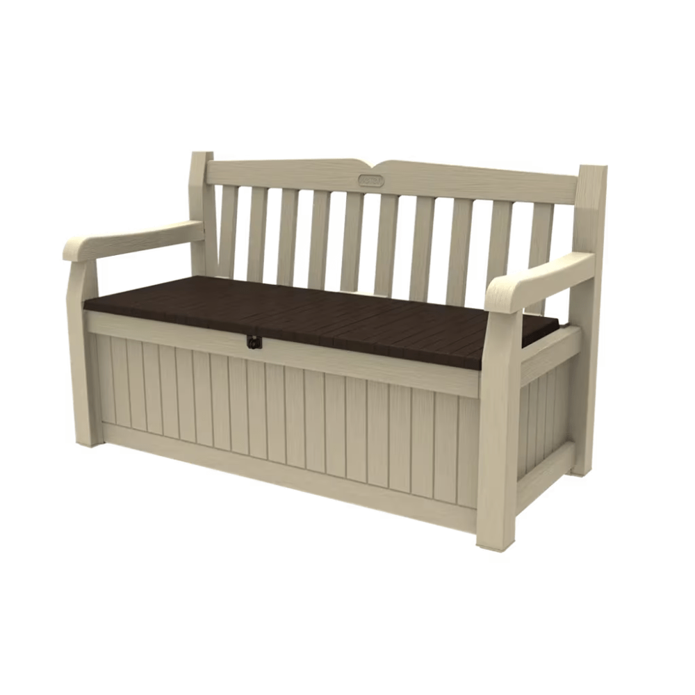 Keter - Banco arcón de exterior Eden Garden Bench marrón/beige - BricoandPool