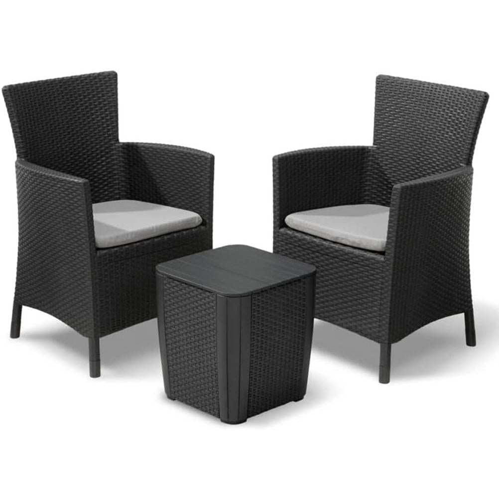 Keter - Conjunto de exterior 2 plazas Iowa Balcony grafito - BricoandPool