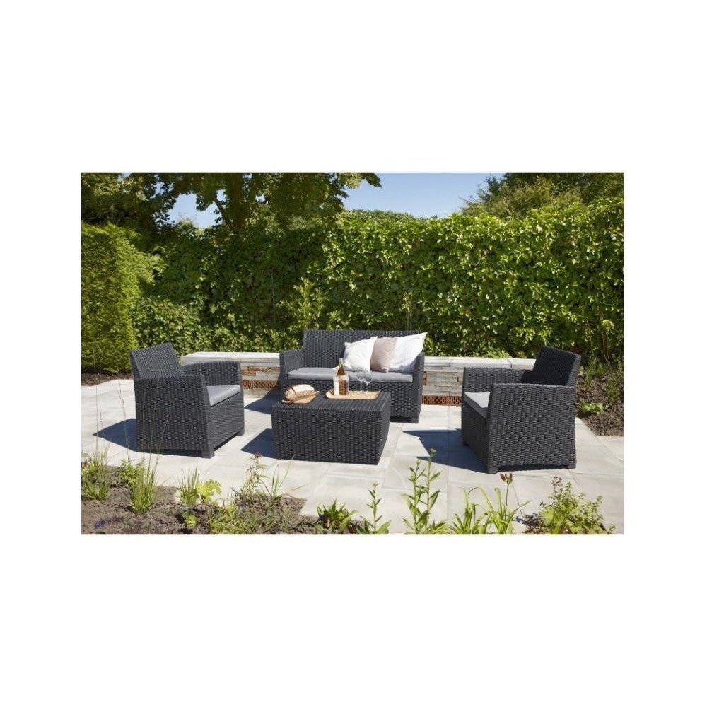 Keter - Conjunto de exterior 4 plazas Mia Lounge grafito - BricoandPool