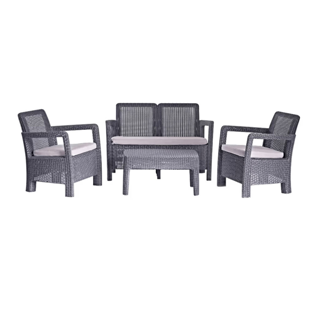 Keter - Conjunto de exterior 4 plazas Rosalie Lounge grafito - BricoandPool