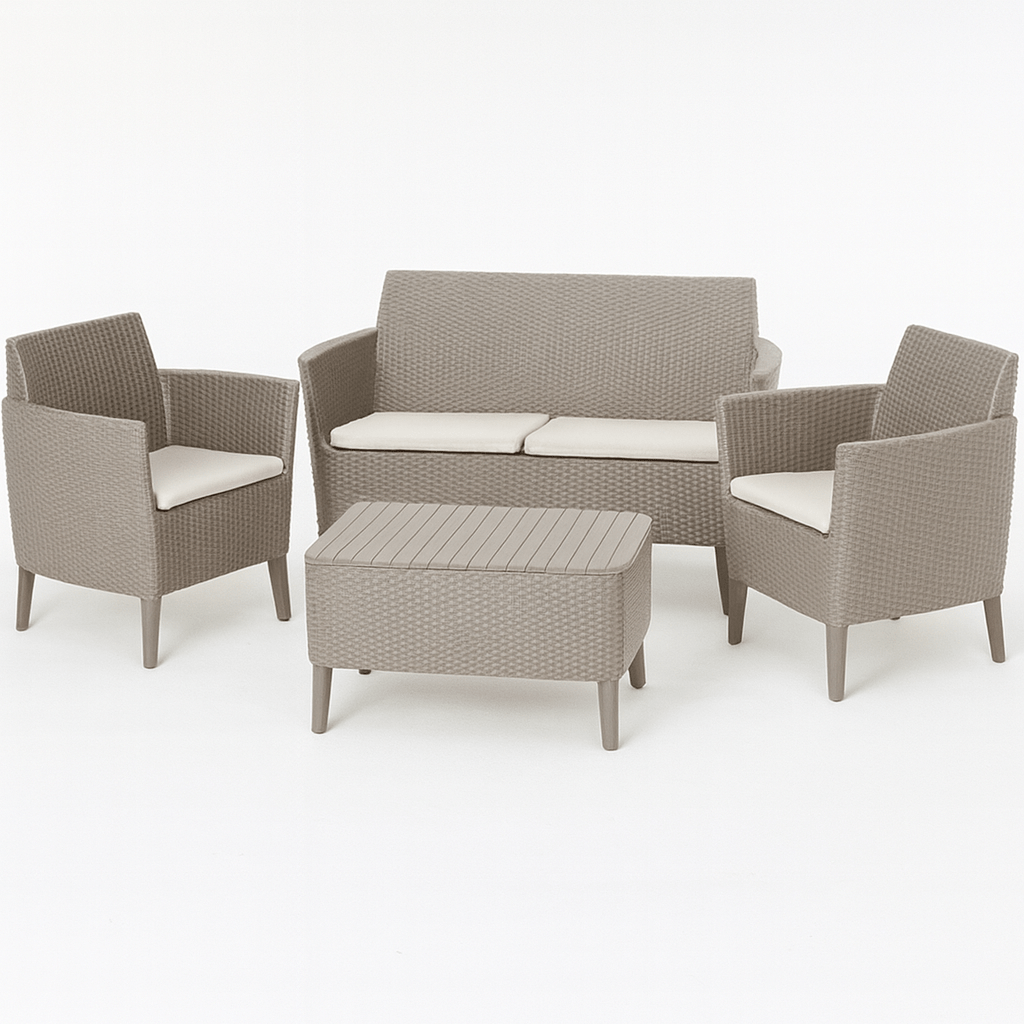 Keter - Conjunto de exterior 4 plazas Salemo Lounge capuchino - BricoandPool
