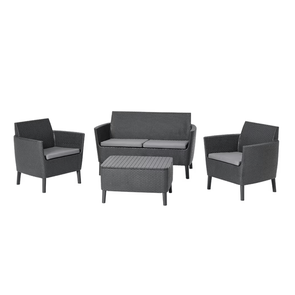 Keter - Conjunto de exterior 4 plazas Salemo Lounge grafito - BricoandPool