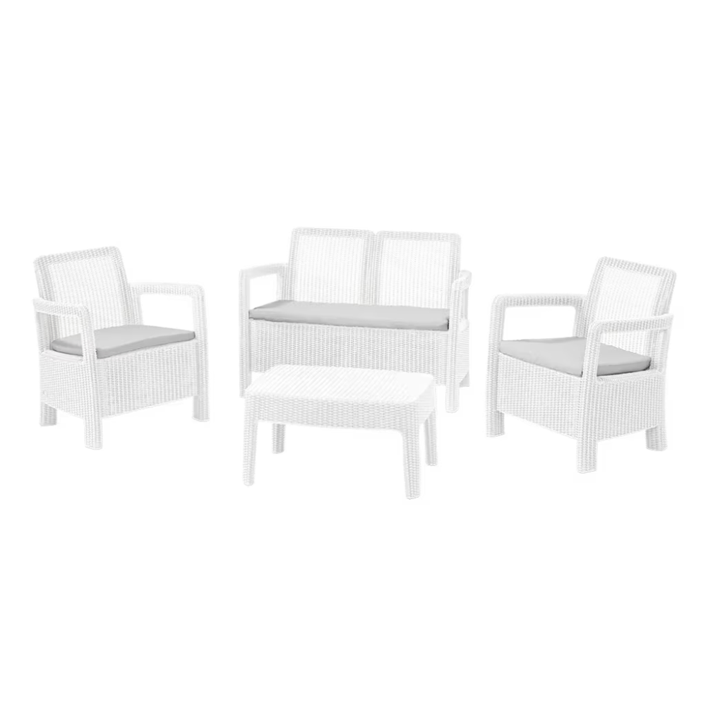 Keter - Conjunto de exterior 4 plazas Tarifa Lounge blanco - BricoandPool