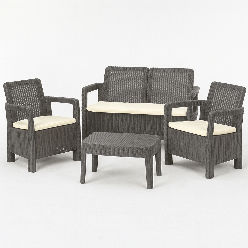 Keter - Conjunto de exterior 4 plazas Tarifa Lounge marrón - BricoandPool