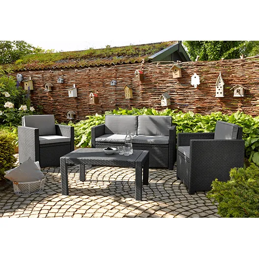 Keter - Conjunto de exterior 4 plazas Victoria Lounge grafito - BricoandPool