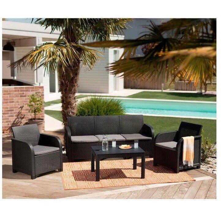 Keter - Conjunto de exterior 5 plazas Rosalie Lounge grafito - BricoandPool