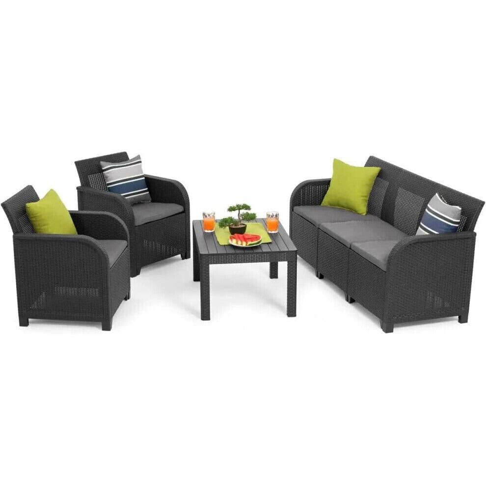 Keter - Conjunto de exterior 5 plazas Rosalie Lounge grafito - BricoandPool