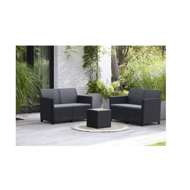 Keter - Conjunto de exterior 6 plazas Marie Lounge negro - BricoandPool