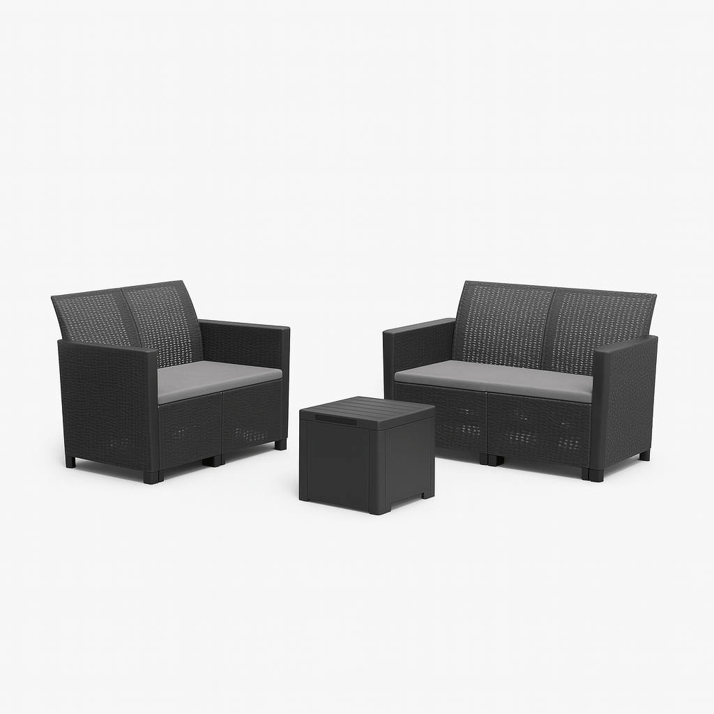 Keter - Conjunto de exterior 6 plazas Marie Lounge negro - BricoandPool