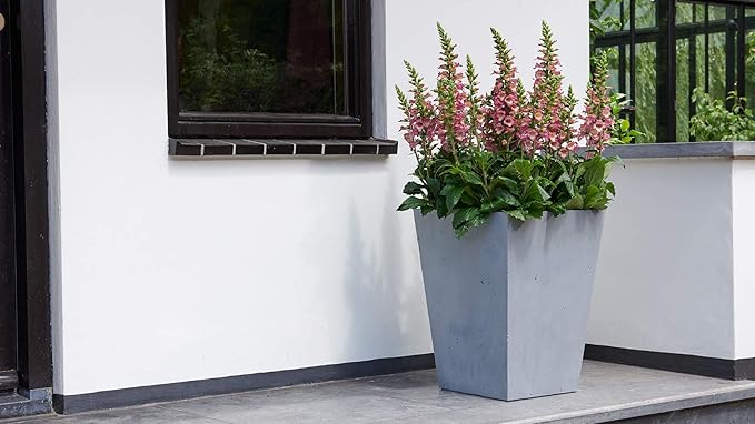 Keter - Maceta de jardín betón cuadrada efecto hormigón 40 cm gris - BricoandPool