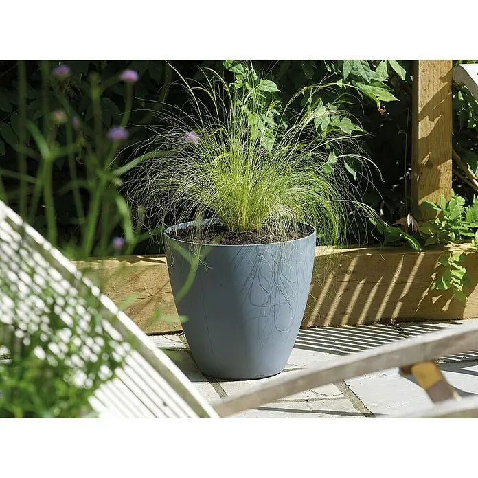 Keter - Maceta de jardín Betón redonda efecto hormigón 40 cm gris - BricoandPool