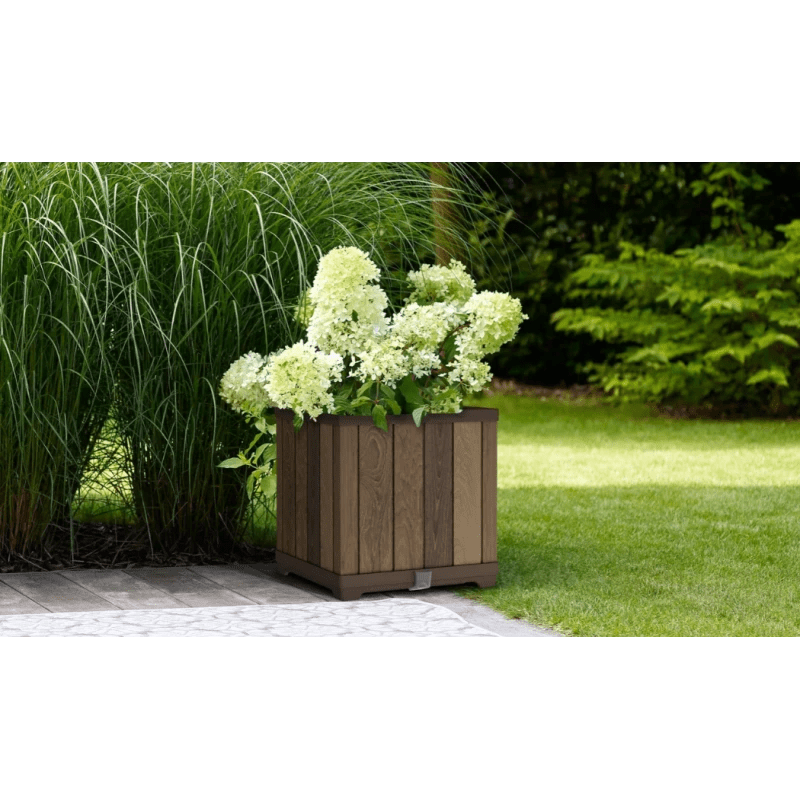 Keter - Maceta de jardín cuadrada deco madera - BricoandPool