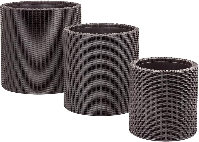 Keter - Maceta de jardín grande ratán marrón - BricoandPool