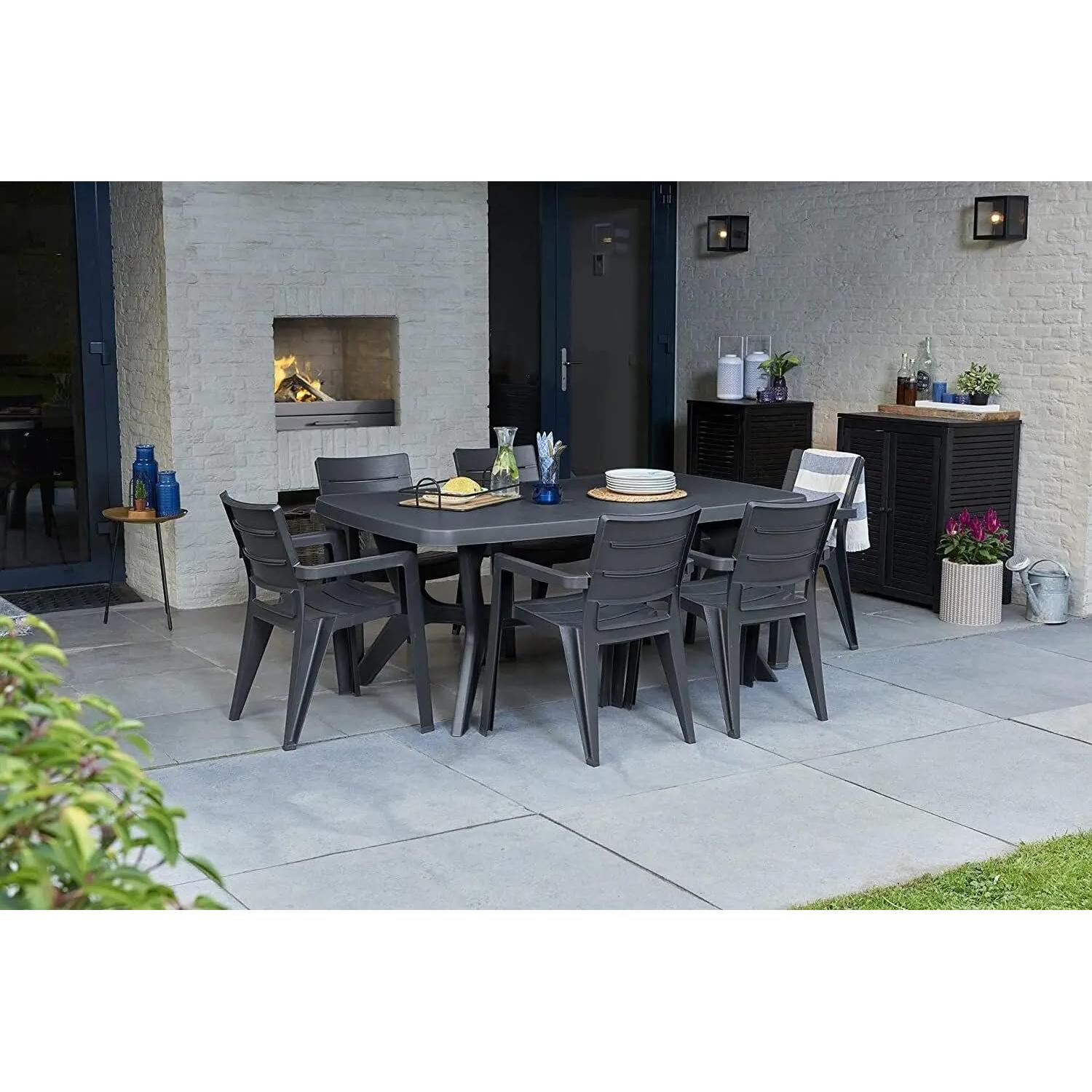 Keter - Mesa de comedor de exterior Baltimore grafito - BricoandPool