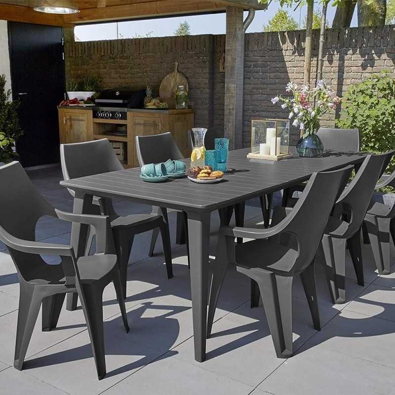 Keter - Mesa de comedor de exterior Julie Doble grafito - BricoandPool