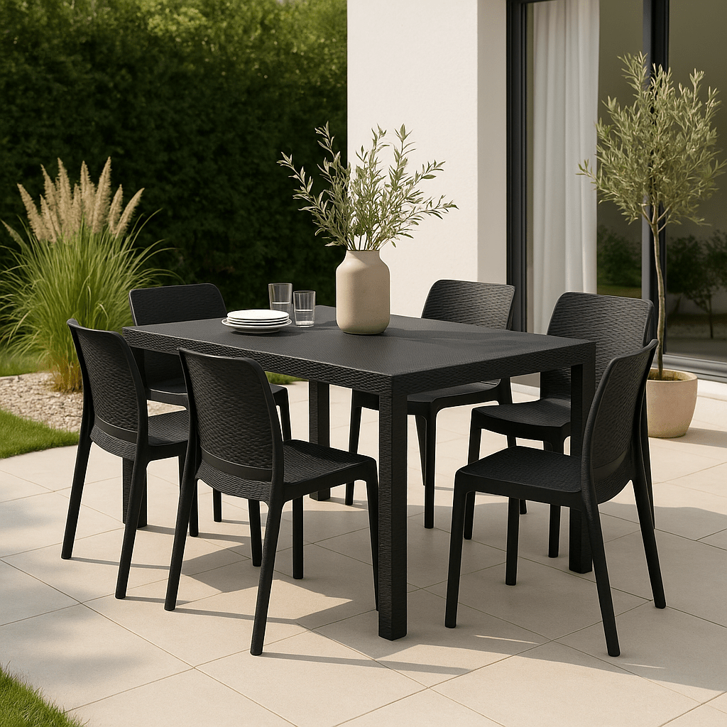 Keter - Mesa de comedor de exterior Melody grafito - BricoandPool