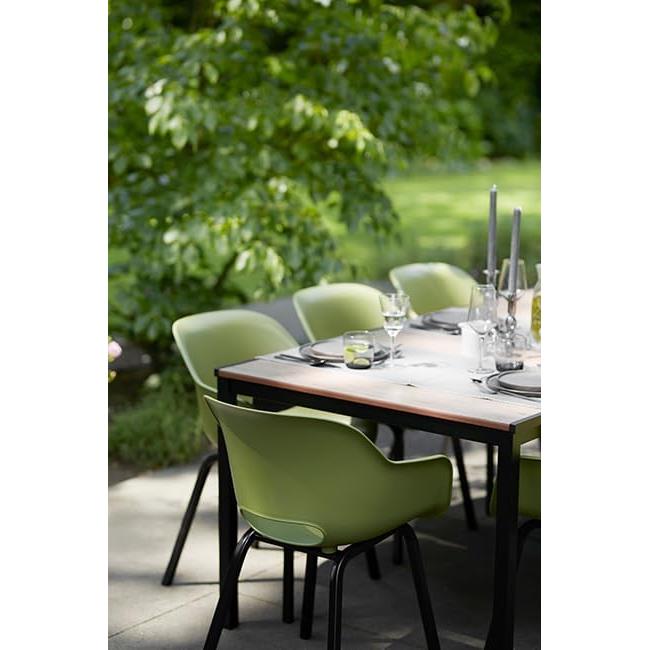 Keter - Mesa de comedor de exterior Porto 200 negro/madera oscuro - BricoandPool