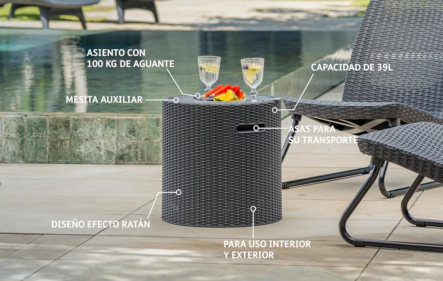 Keter - Nevera de jardín Cool Stool marrón - BricoandPool