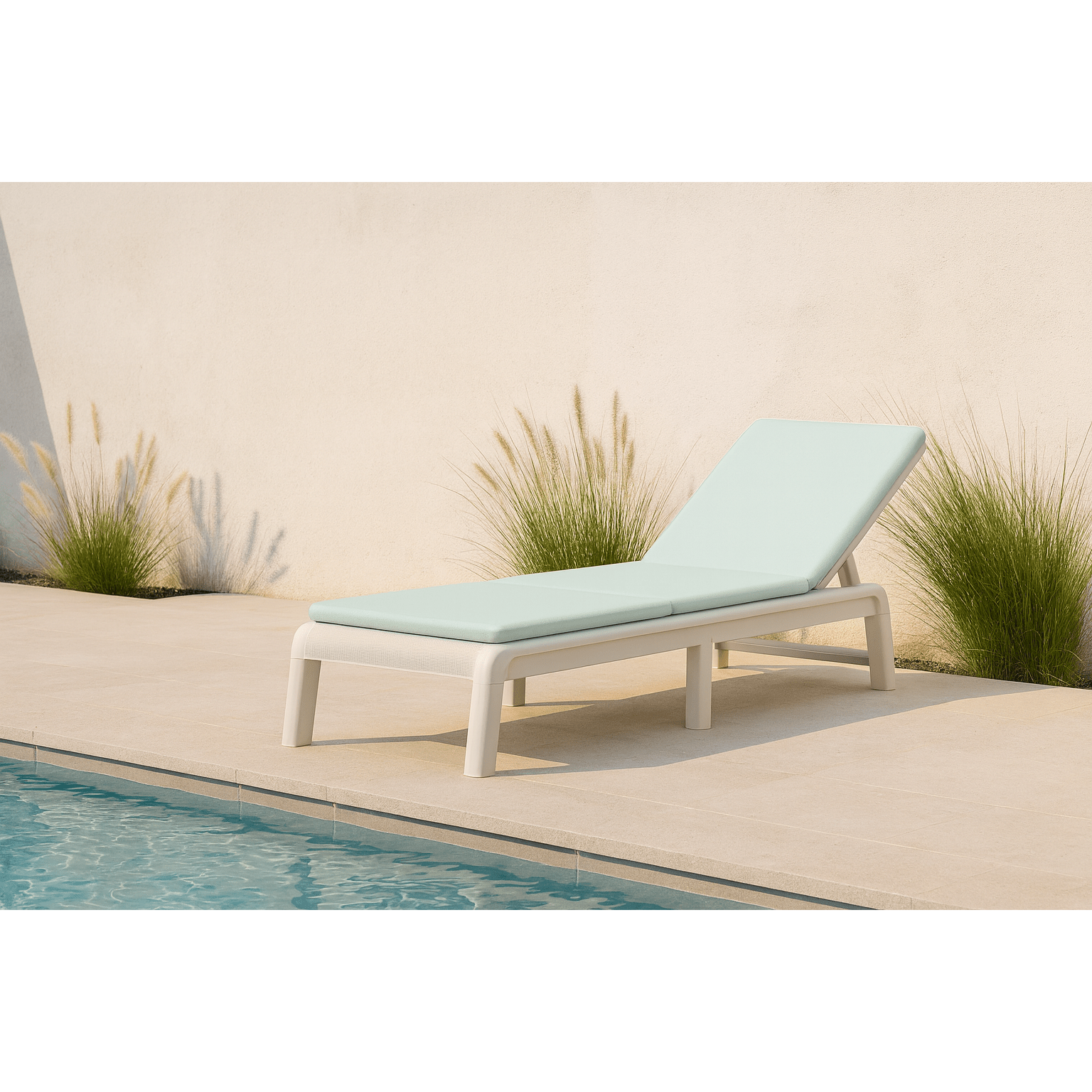 Keter - Tumbona de exterior Mallorca con cojín blanco/azul - BricoandPool