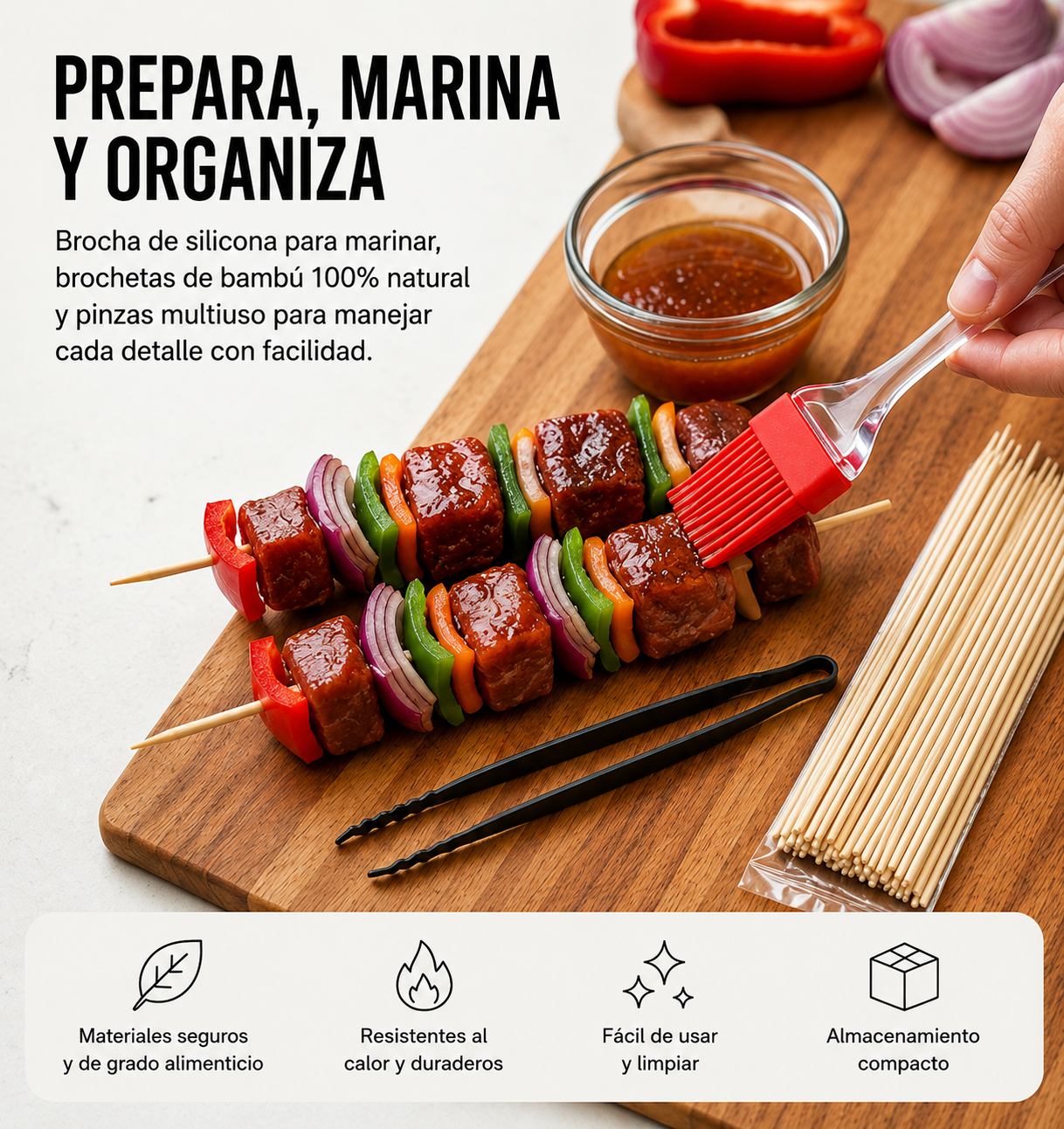 Professionelles 5-teiliges BBQ-Set aus Edelstahl mit robusten Utensilien und Silikongriffen für Grill