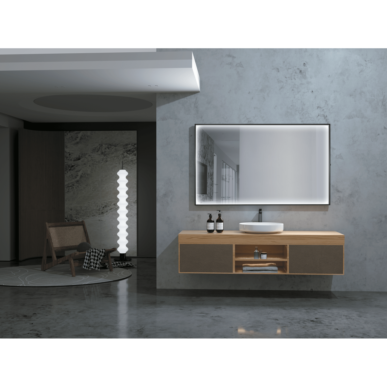 Ledimex - Espejo de baño con luz LED Ability Negro Mate - BricoandPool