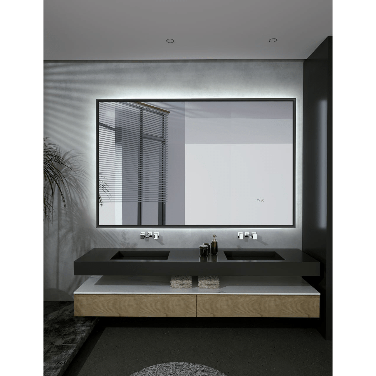 Ledimex - Espejo de baño con luz LED California Black Gun Metal - BricoandPool