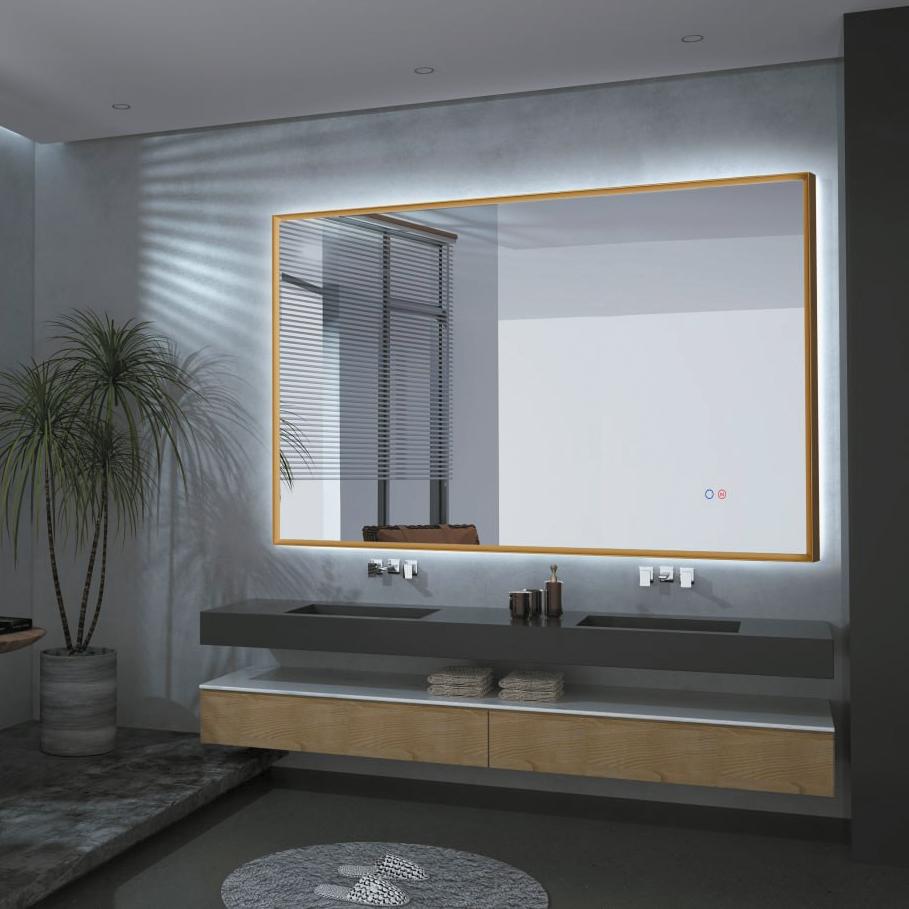 Ledimex - Espejo de baño con luz LED California Oro Cepillado - BricoandPool