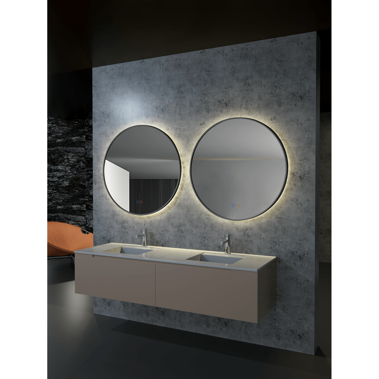 Ledimex - Espejo de baño con luz LED Fun Negro Mate - BricoandPool