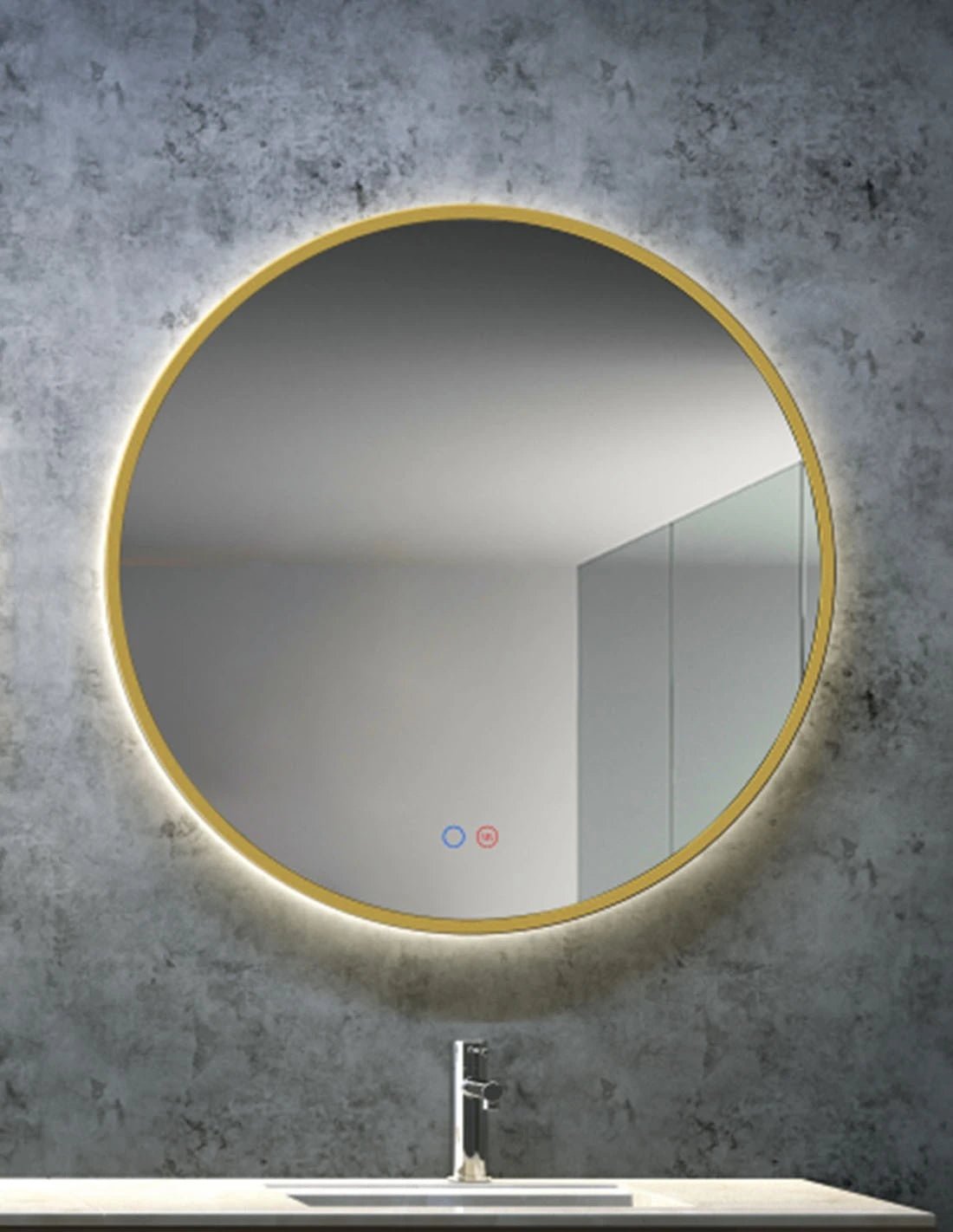 Ledimex - Espejo de baño con luz LED Fun Oro cepillado - BricoandPool