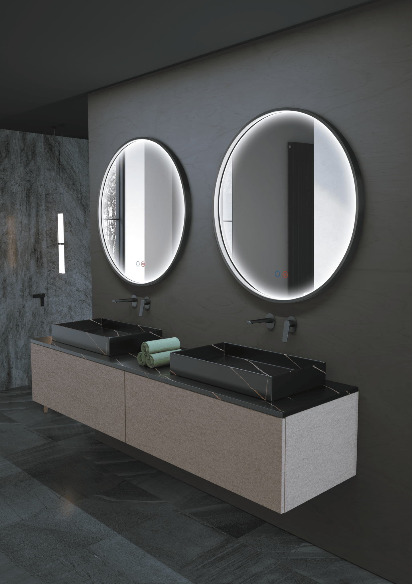 Ledimex - Espejo de baño con luz LED Nepal Negro Mate - BricoandPool