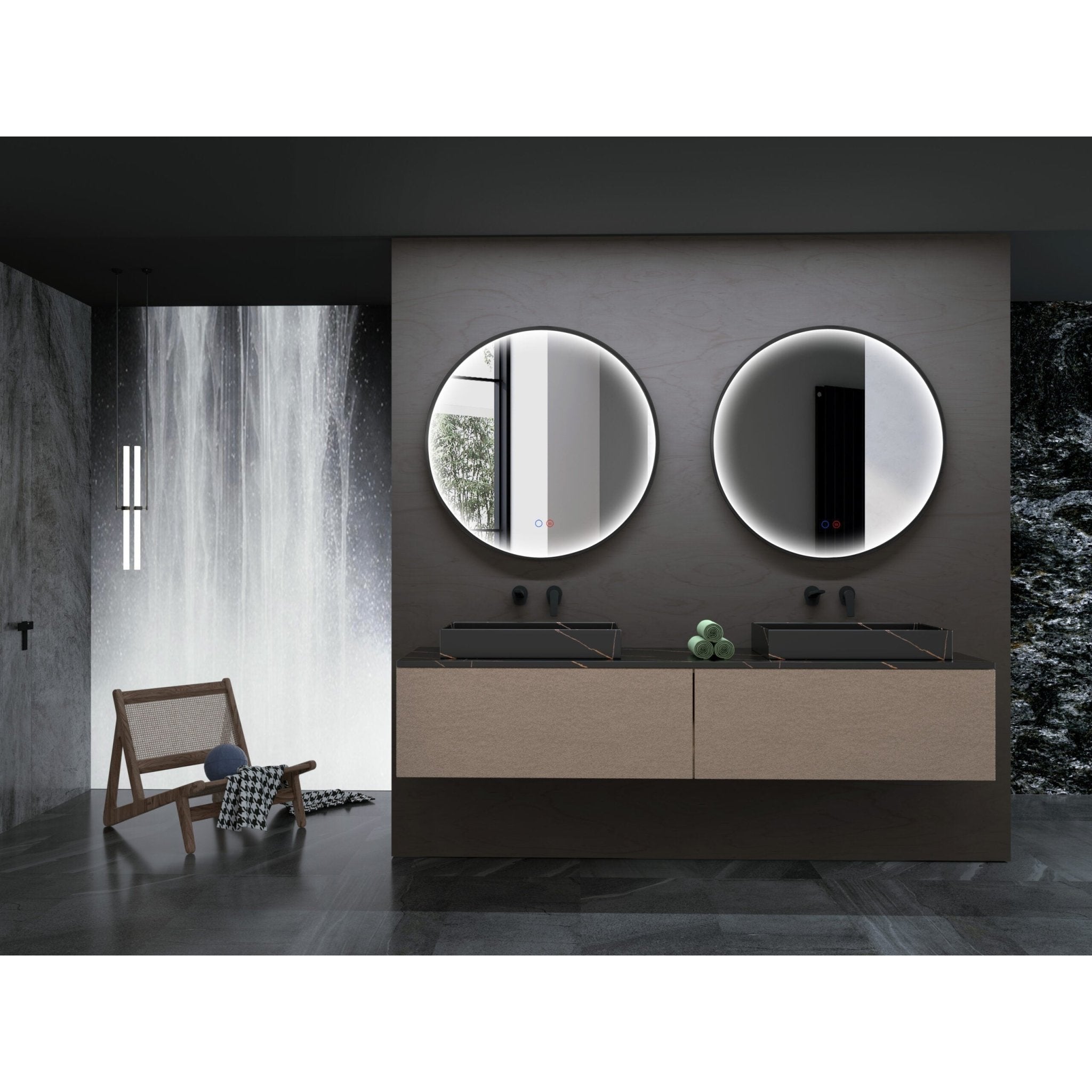 Ledimex - Espejo de baño con luz LED Nepal Negro Mate - BricoandPool