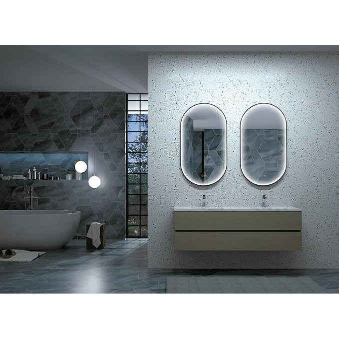 Ledimex - Espejo de baño con luz LED Río 90x50 Negro Mate - BricoandPool
