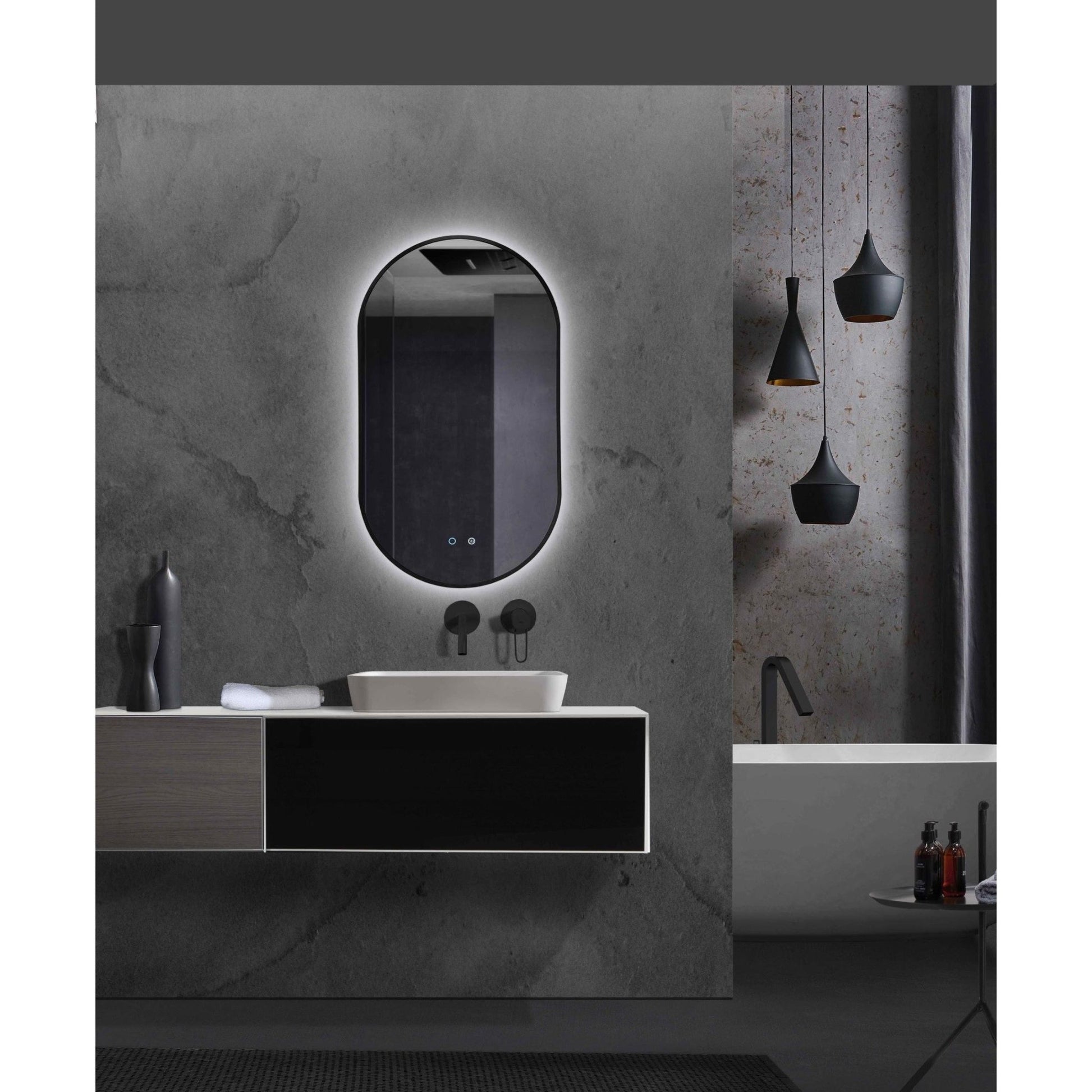 Ledimex - Espejo de baño con luz LED Tokyo Negro Mate - BricoandPool