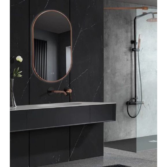 Ledimex - Espejo de baño con luz LED Tokyo Oro Rosa Cepillado - BricoandPool