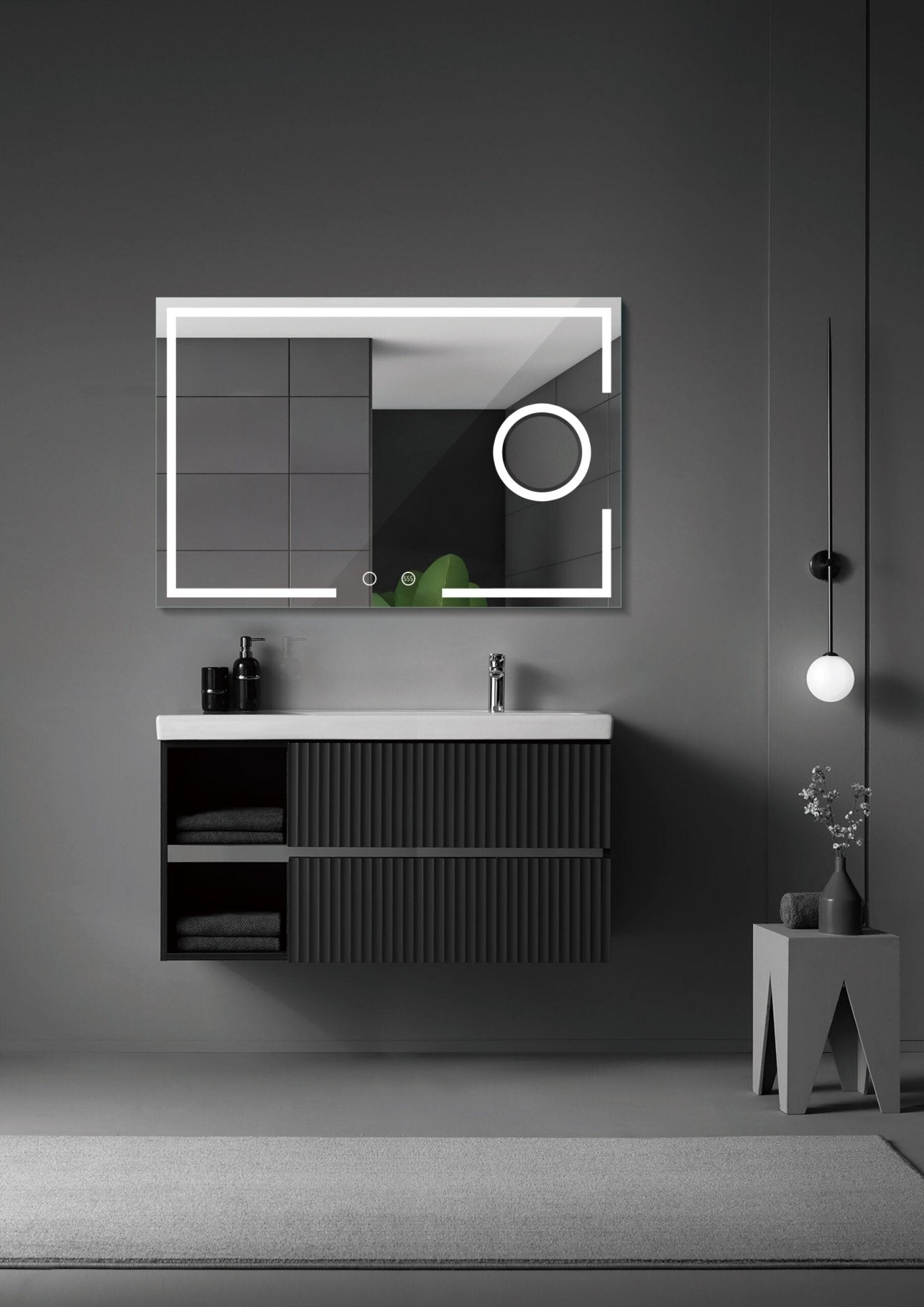 Ledimex - Espejo LED Cuadrado Luz Frontal Malta Cromo - BricoandPool