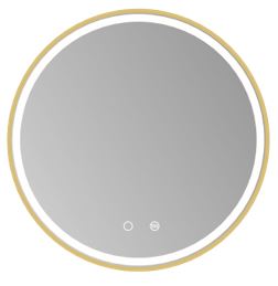 Ledimex - Espejo redondo baño Paris marco Oro cepillado de LED - BricoandPool