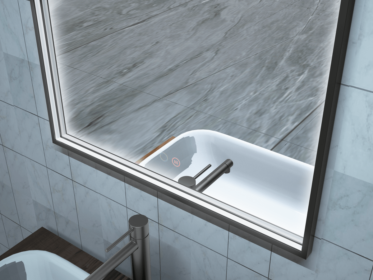 Ledimex - Espejo Roma luz perimetral negro mate 110x60 - BricoandPool