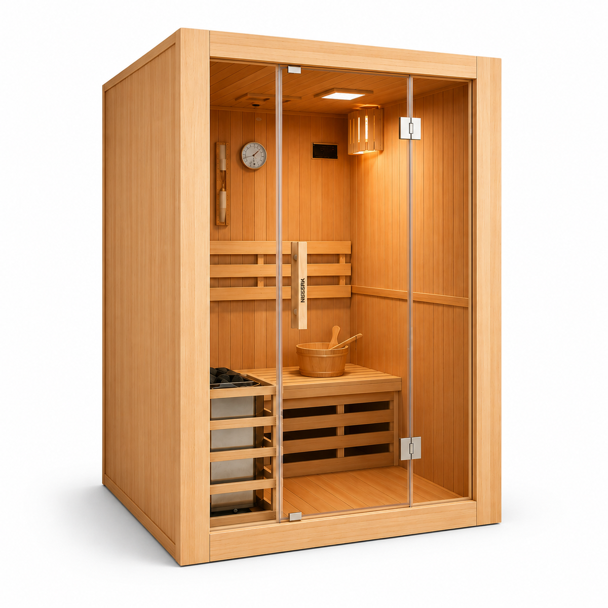 Finnische Sauna für 3 Personen aus kanadischem Hemlock-Holz