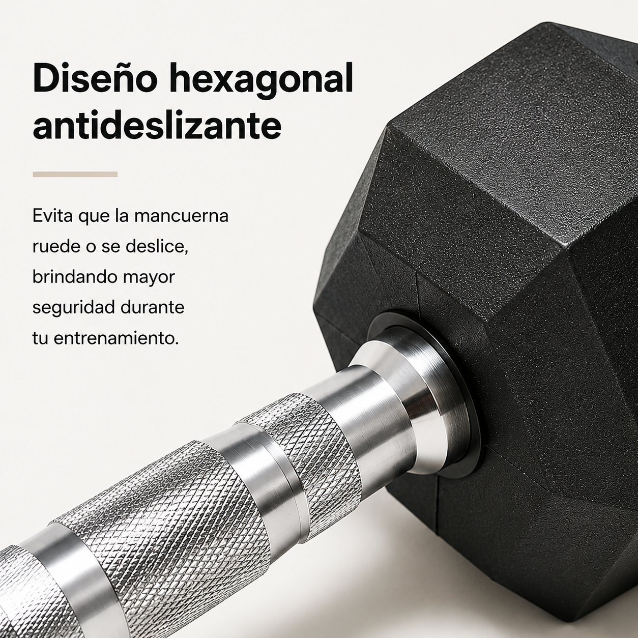 Halter hexagonal de 15 kg com pega antiderrapante e revestimento resistente para fitness e musculação